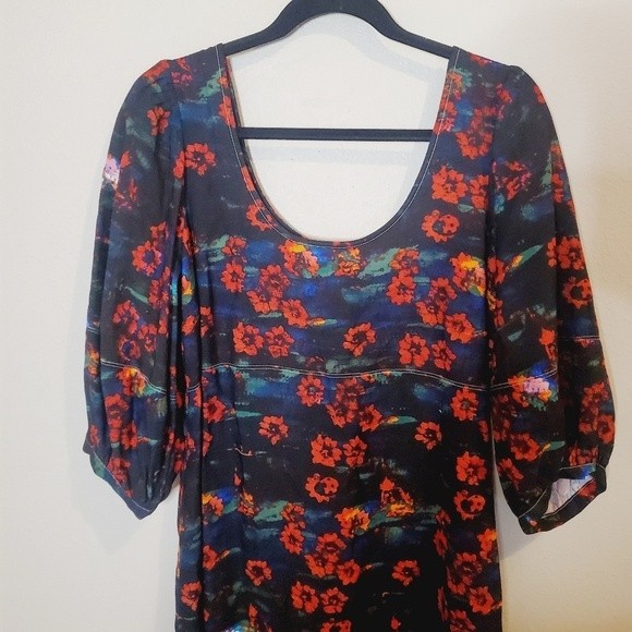 Rachel Comey Target Dark Moody Floral Print Puff Sleeve Midi Long Sleeve Dress - Picture 10 of 10